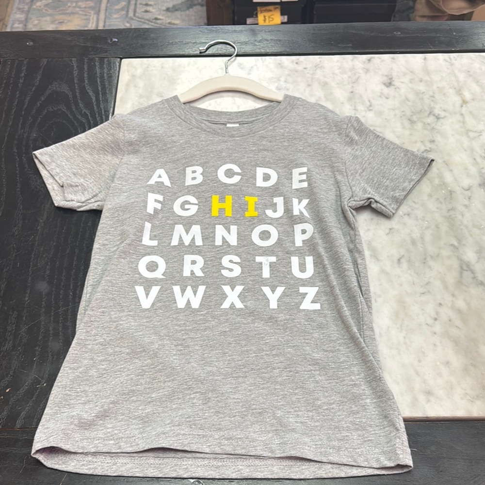 Gray and White Alphabet Tee Short Sleeve
